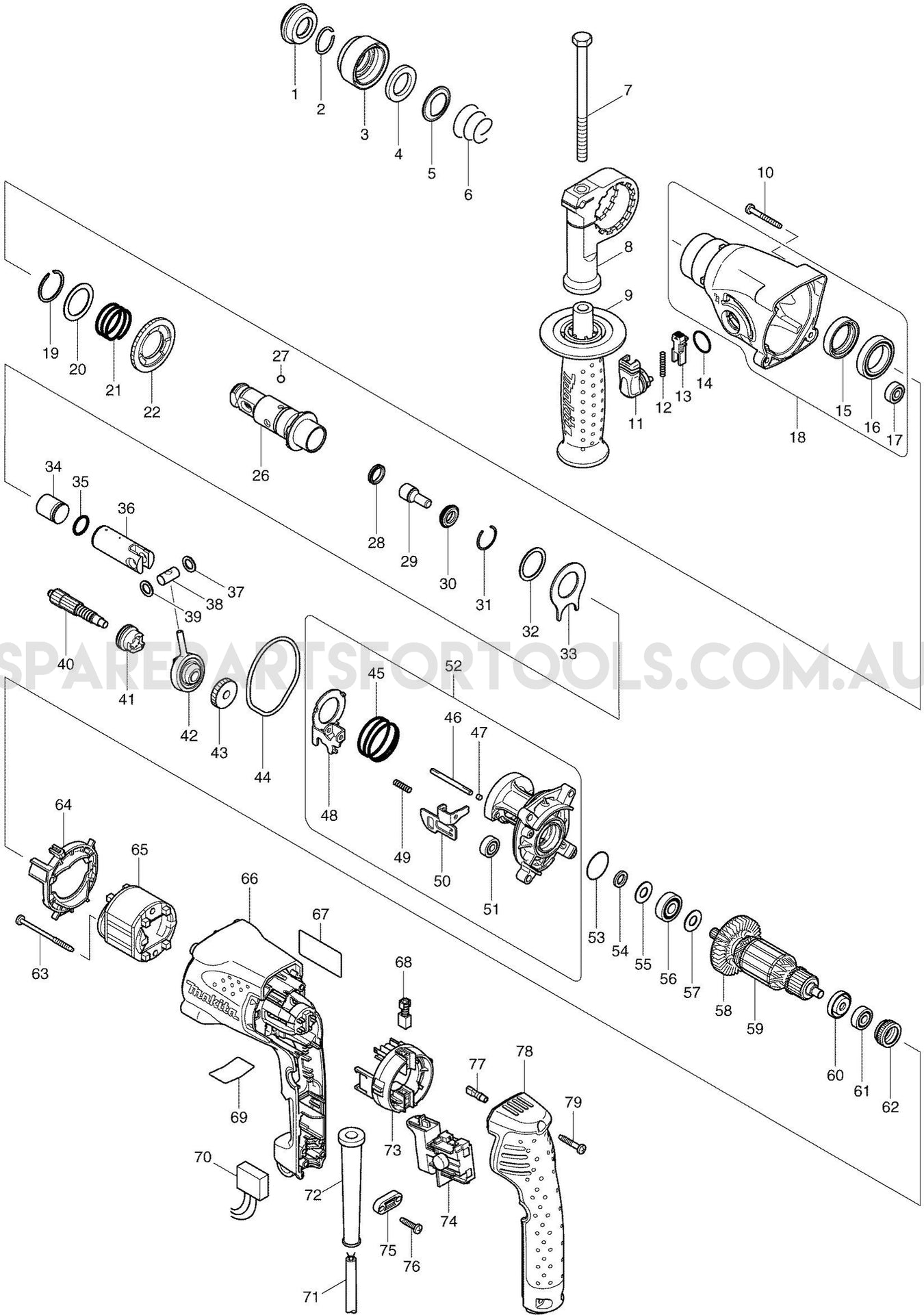 Makita HR1830 Spare Parts