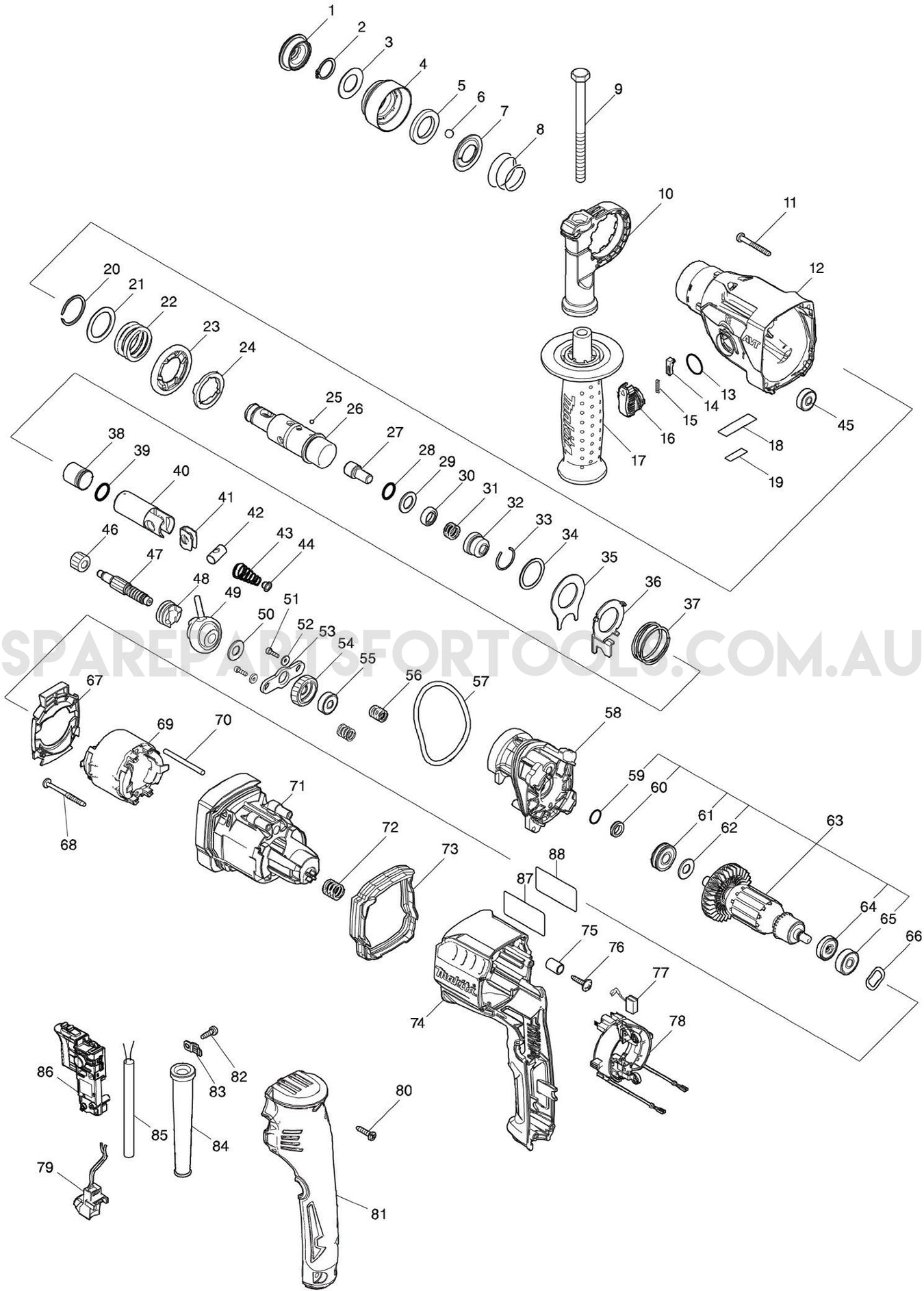 Makita HR1841F Spare Parts