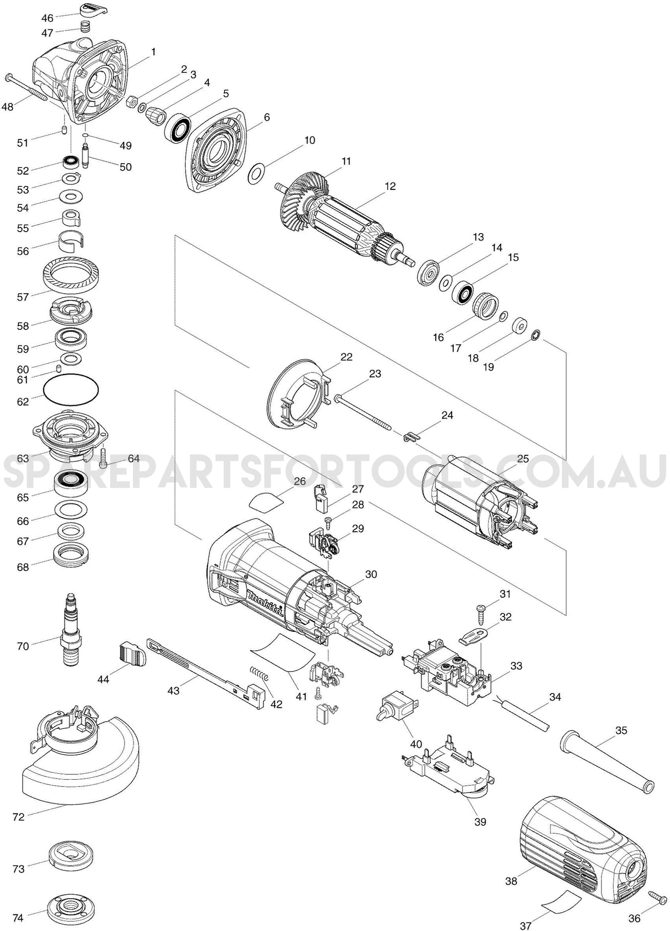 Makita GA4540C Spare Parts