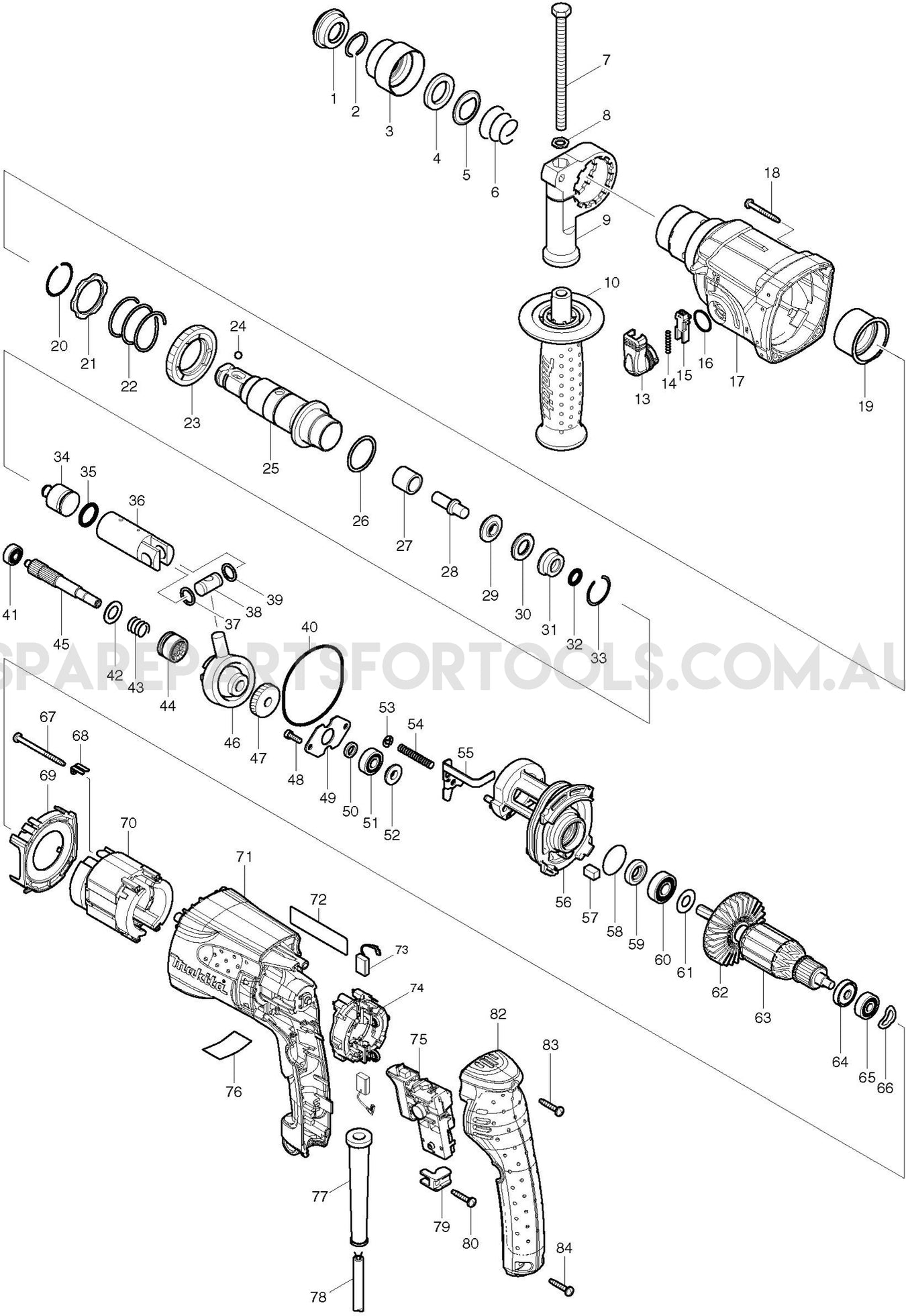 Makita HR2230 Spare Parts