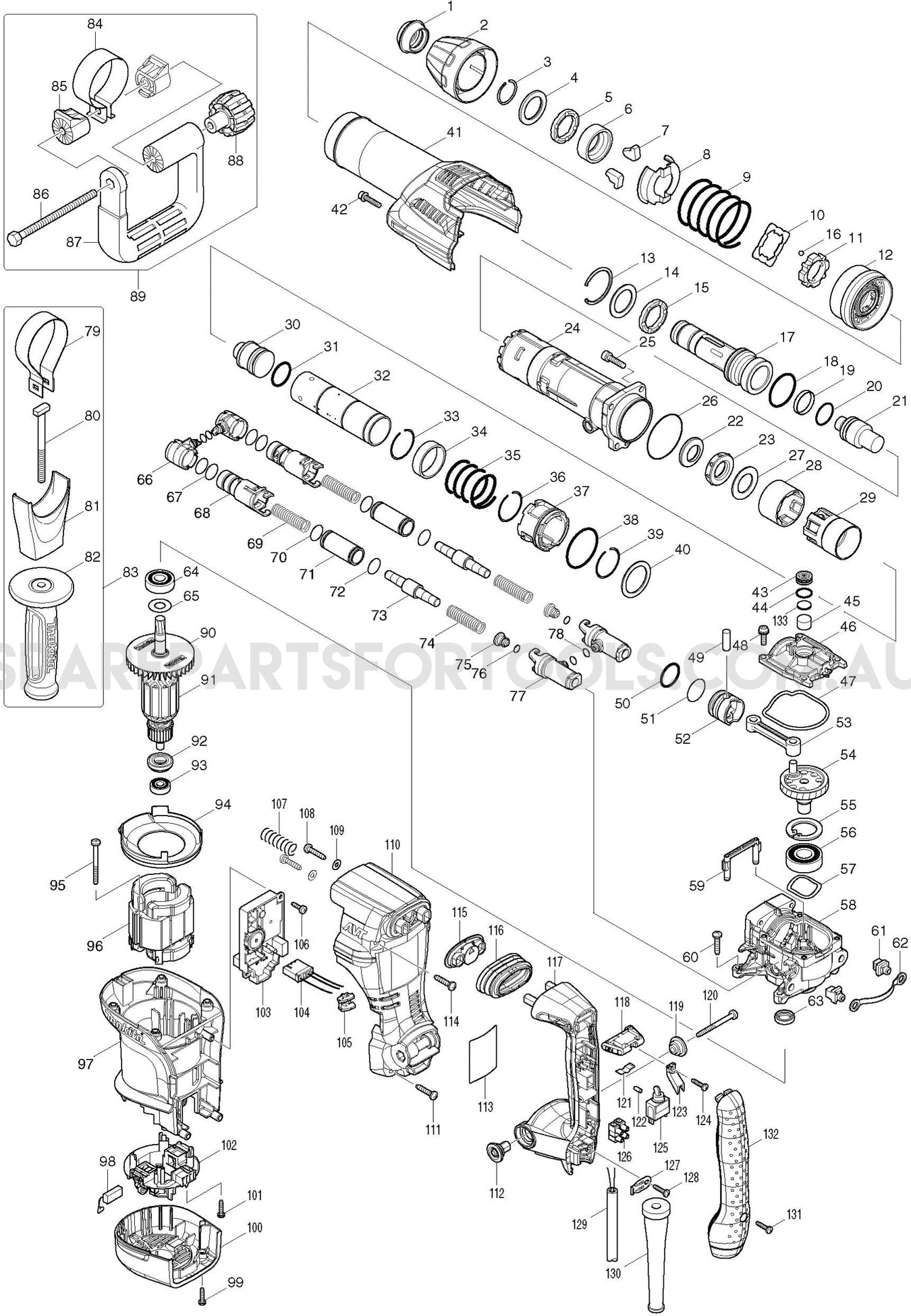 Makita HM0871C Spare Parts