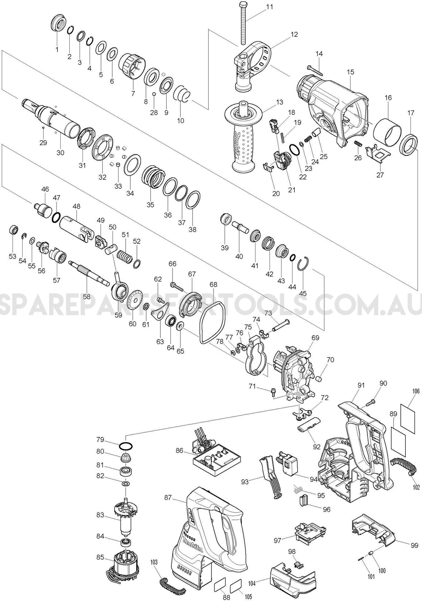 Makita DHR242Z Spare Parts