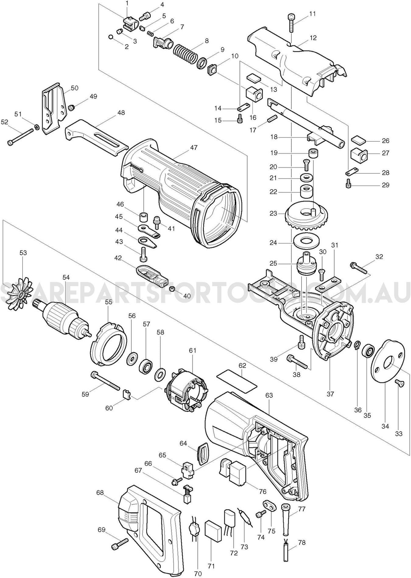 Makita JR3000VT Spare Parts