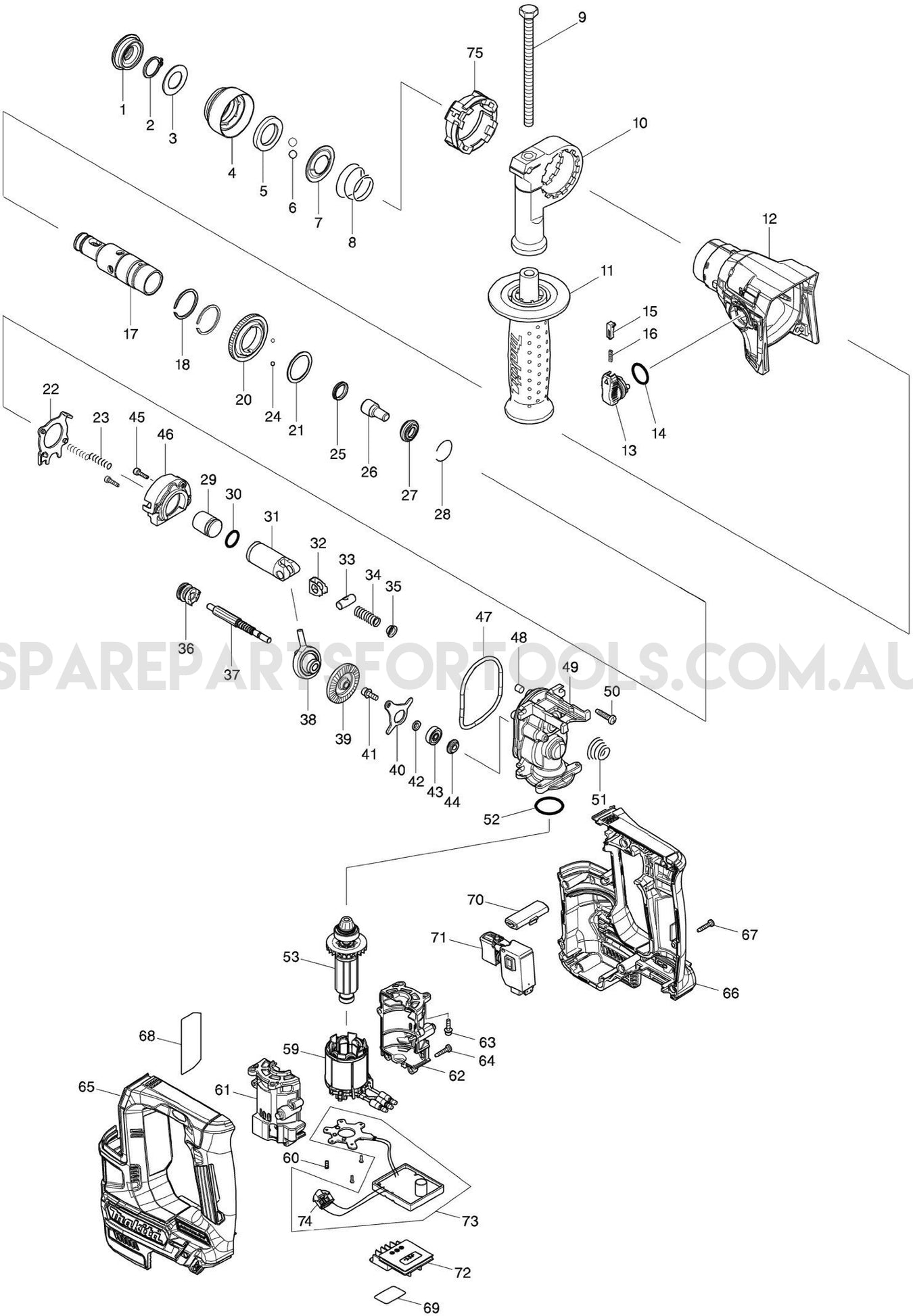 Makita HR166DZ Spare Parts