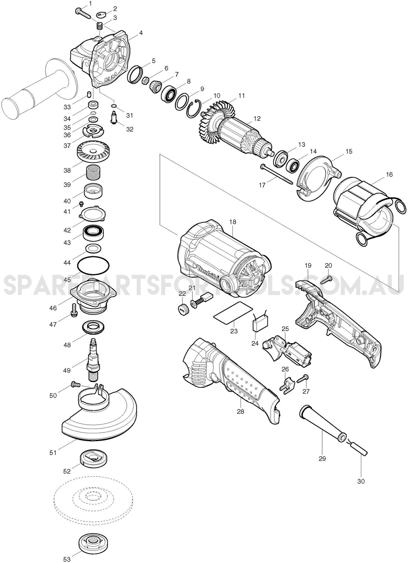 Makita GA5020X01 Spare Parts