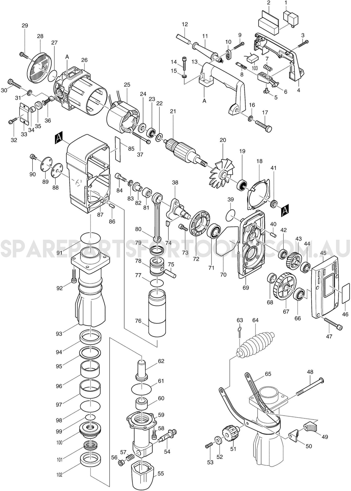 Makita HM1303 Spare Parts
