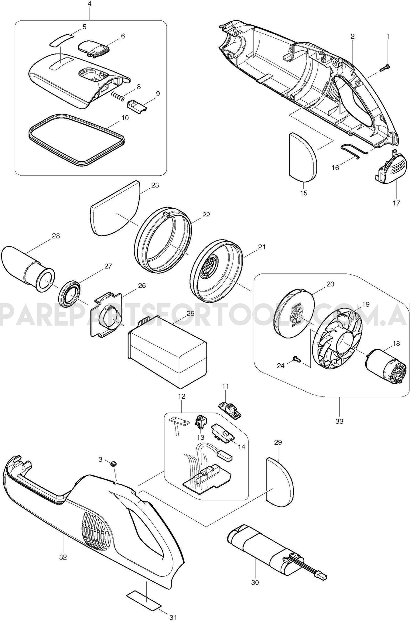 Makita 4076D Spare Parts