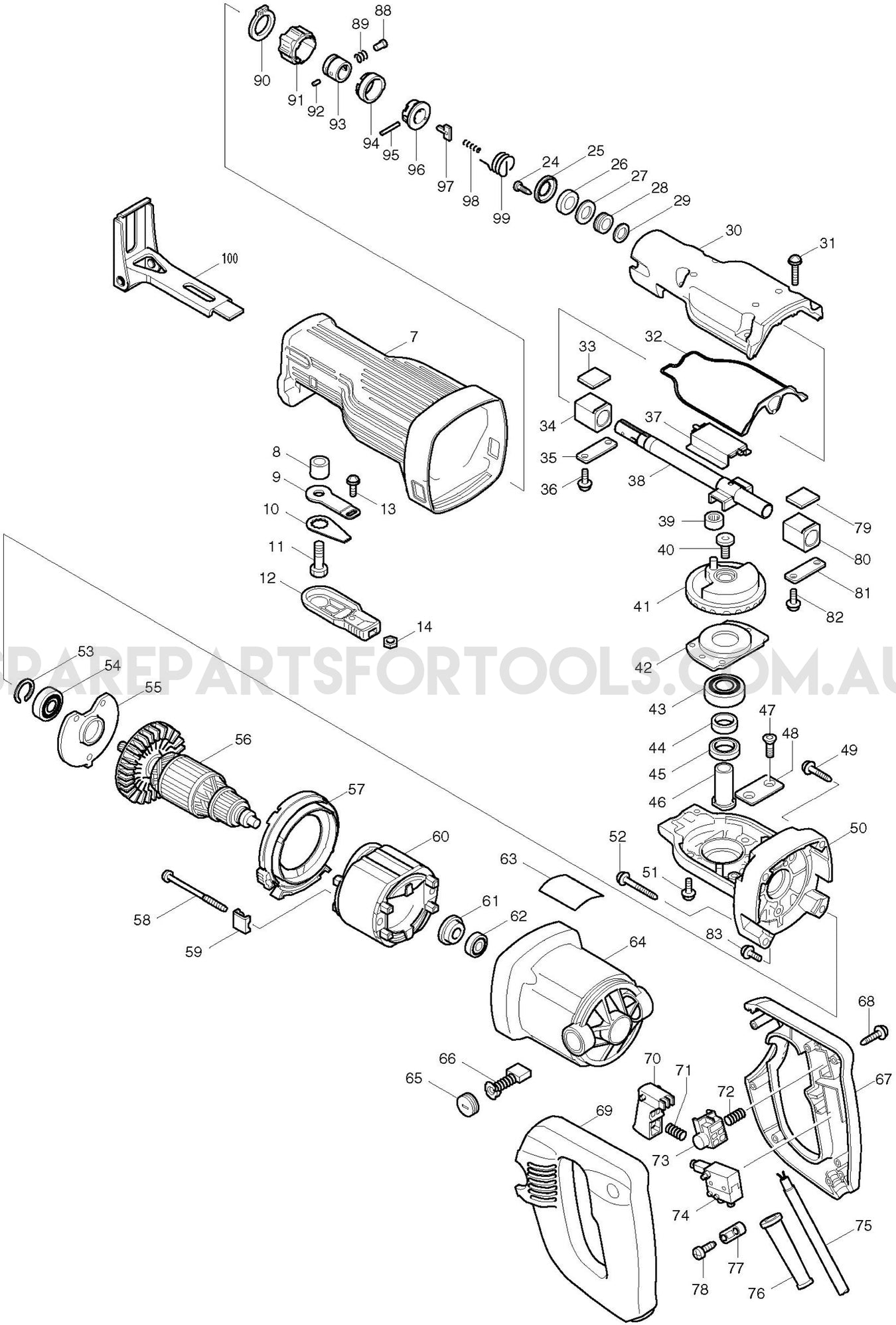 Makita JR3030T Spare Parts