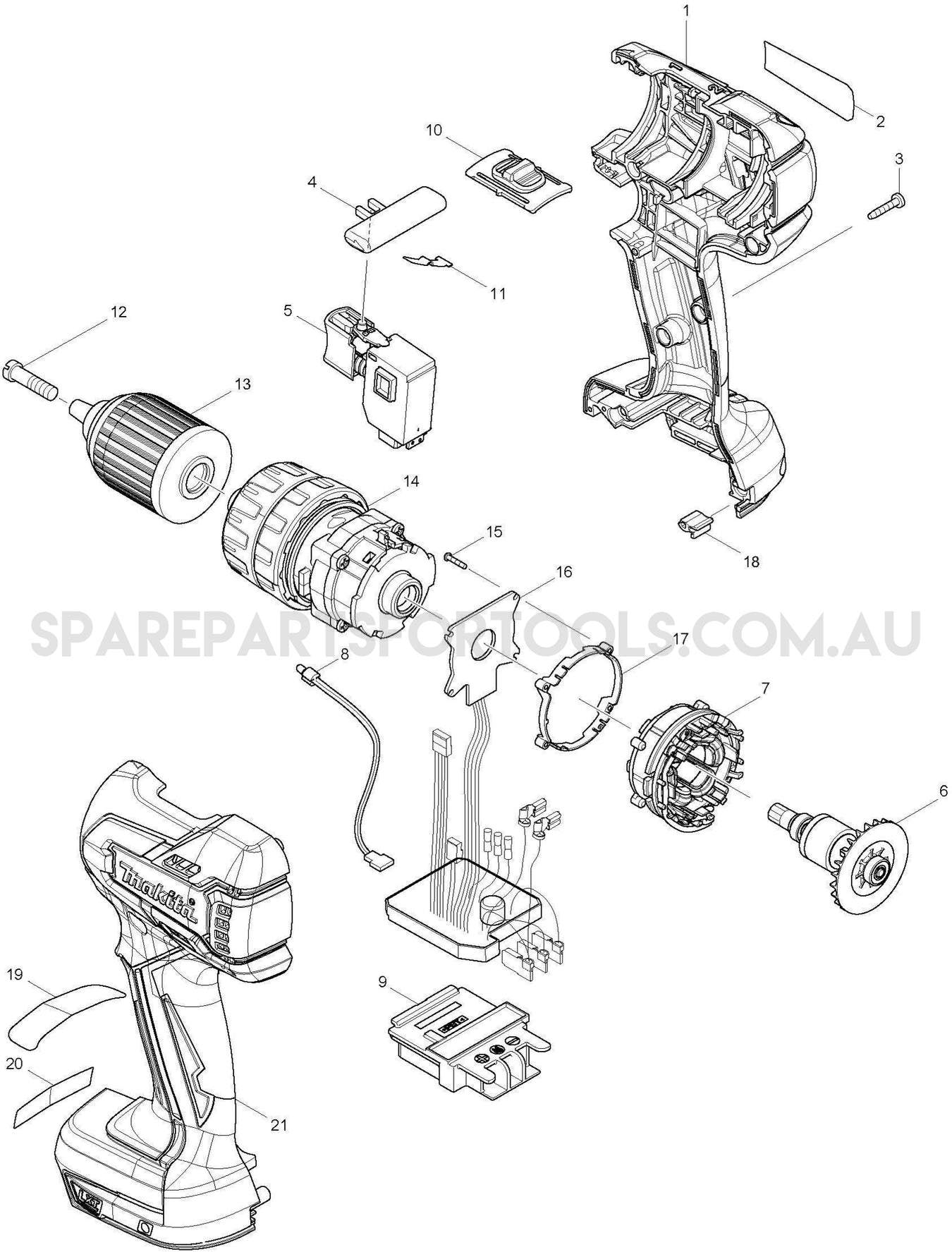 Makita DHP459 Spare Parts