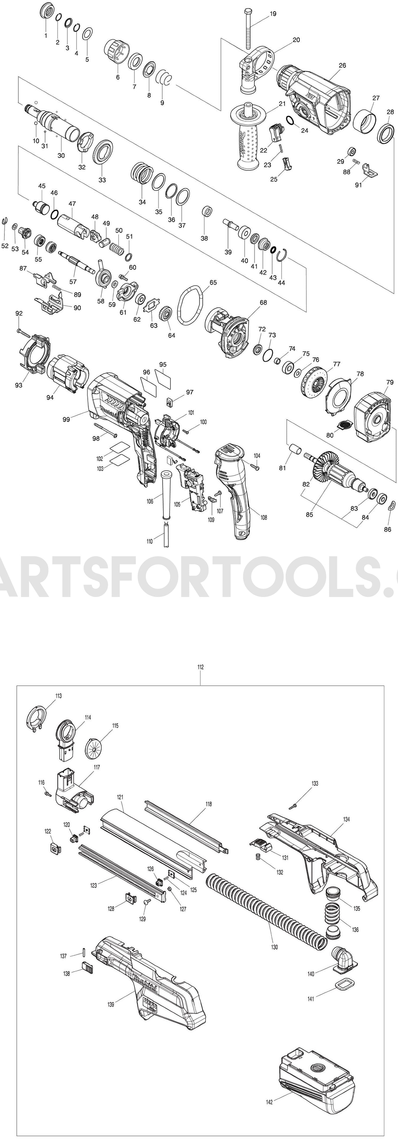 Makita HR2650 Spare Parts