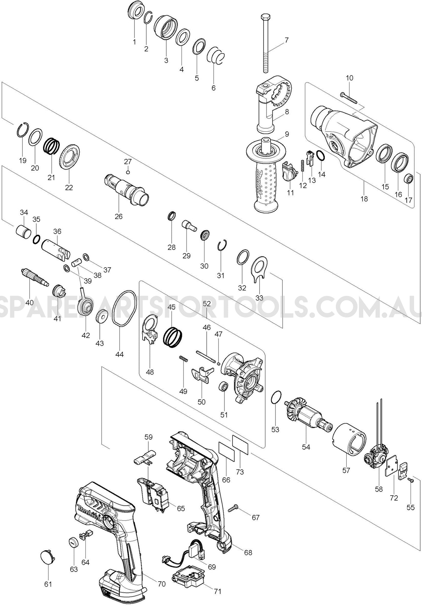 Makita DHR165Z Spare Parts