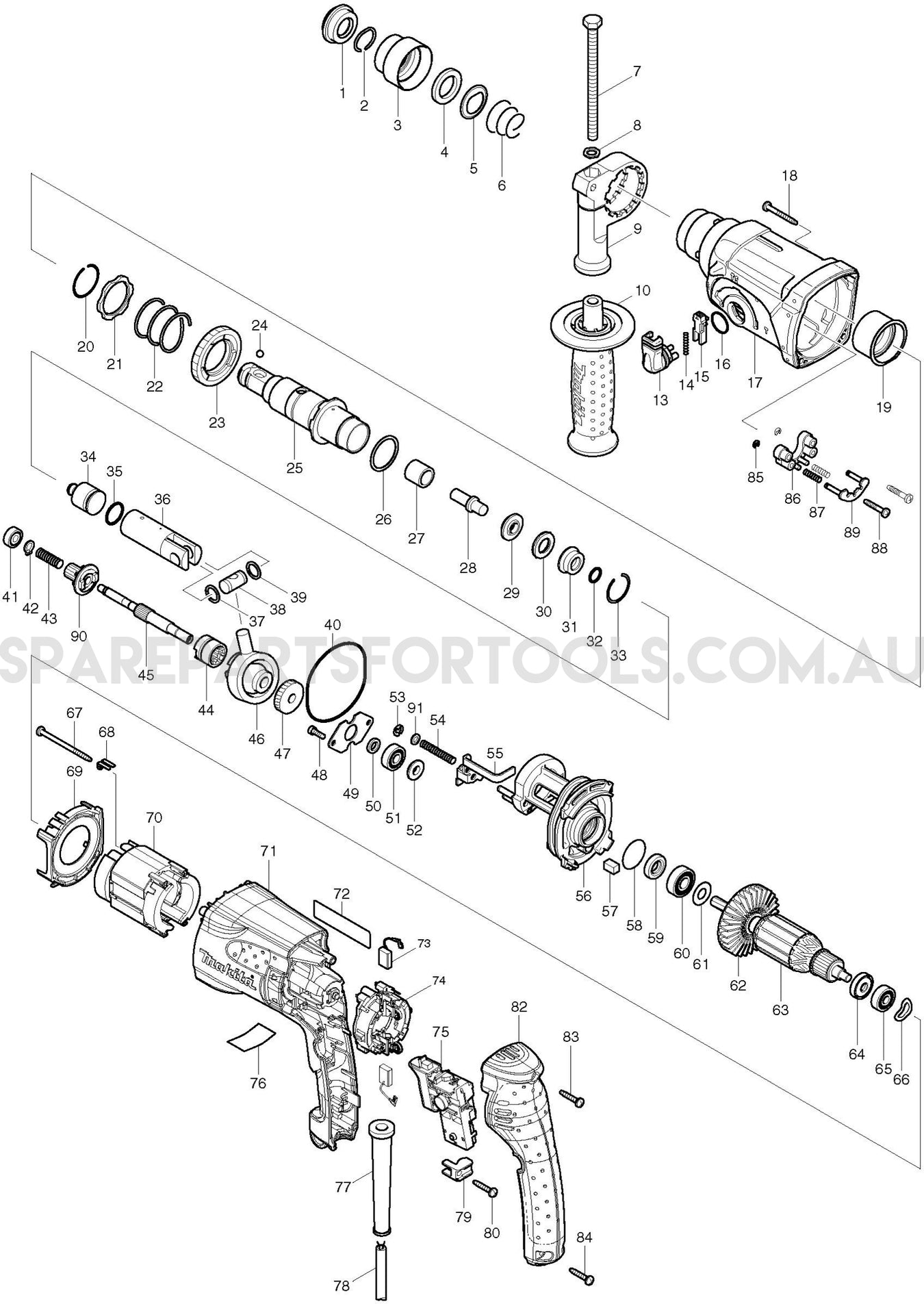 Makita HR2470 Spare Parts