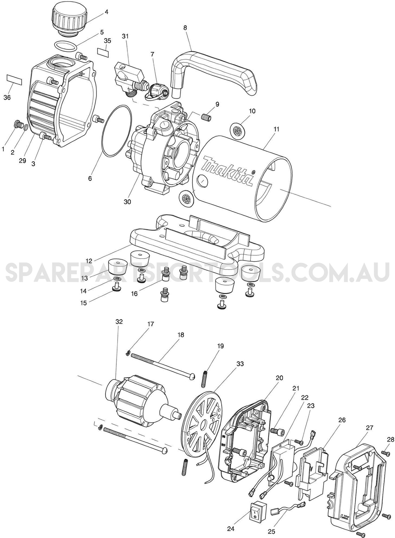 Makita DVP180Z Spare Parts