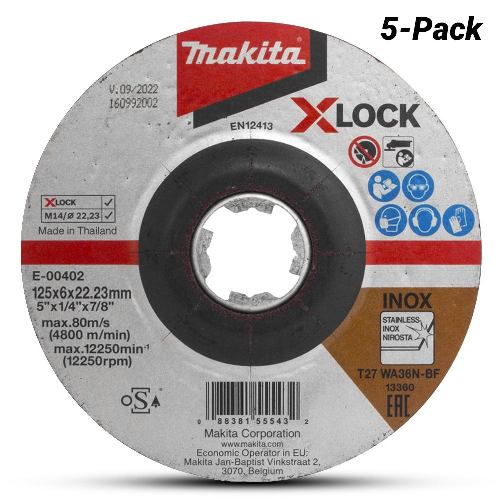 Makita X-Lock 125 X 6 D/C Inox Grind Disc 5Pk E-00402-5