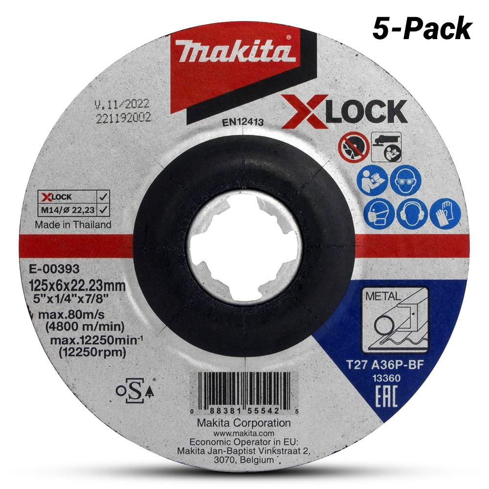 Makita X-Lock 125 X 6 D/C Metal Grind Disc 5Pk E-00393-5