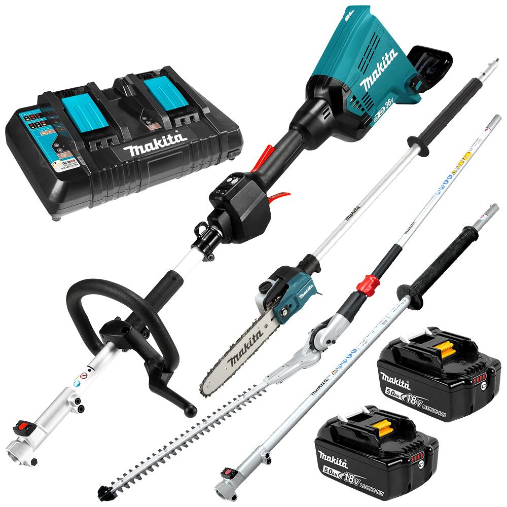 Makita DUX60PSHPT2-B 36V (18V x 2) 5.0Ah Li-Ion Cordless Brushless Multi Function Power Head Combo Kit with Attachments