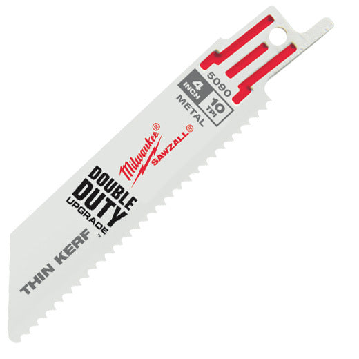 Milwaukee 100mm 10tpi Metal Thin Kerf Recip Blade 5 Pack Sawzall Blade 48005090