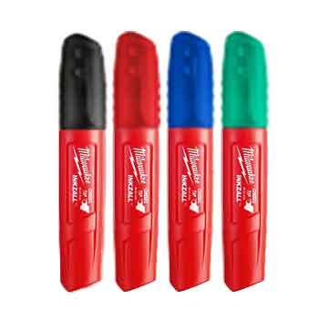 Milwaukee 4 Pack Coloured Inkzall Chisel Tip Markers 48223109