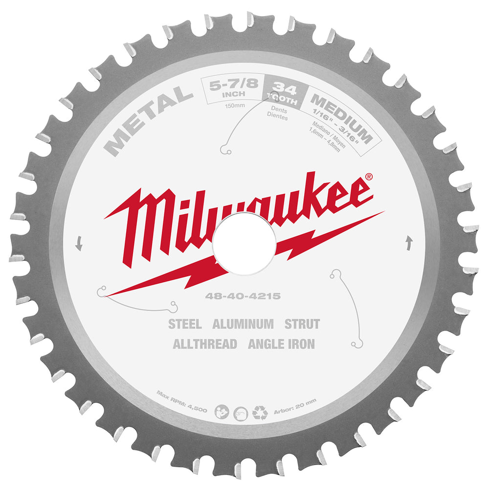 Milwaukee 149mm (5-7/8‚àö¬¢‚Äö√á¬®¬¨√π) 34T Metal Circular Saw Blade 48404215