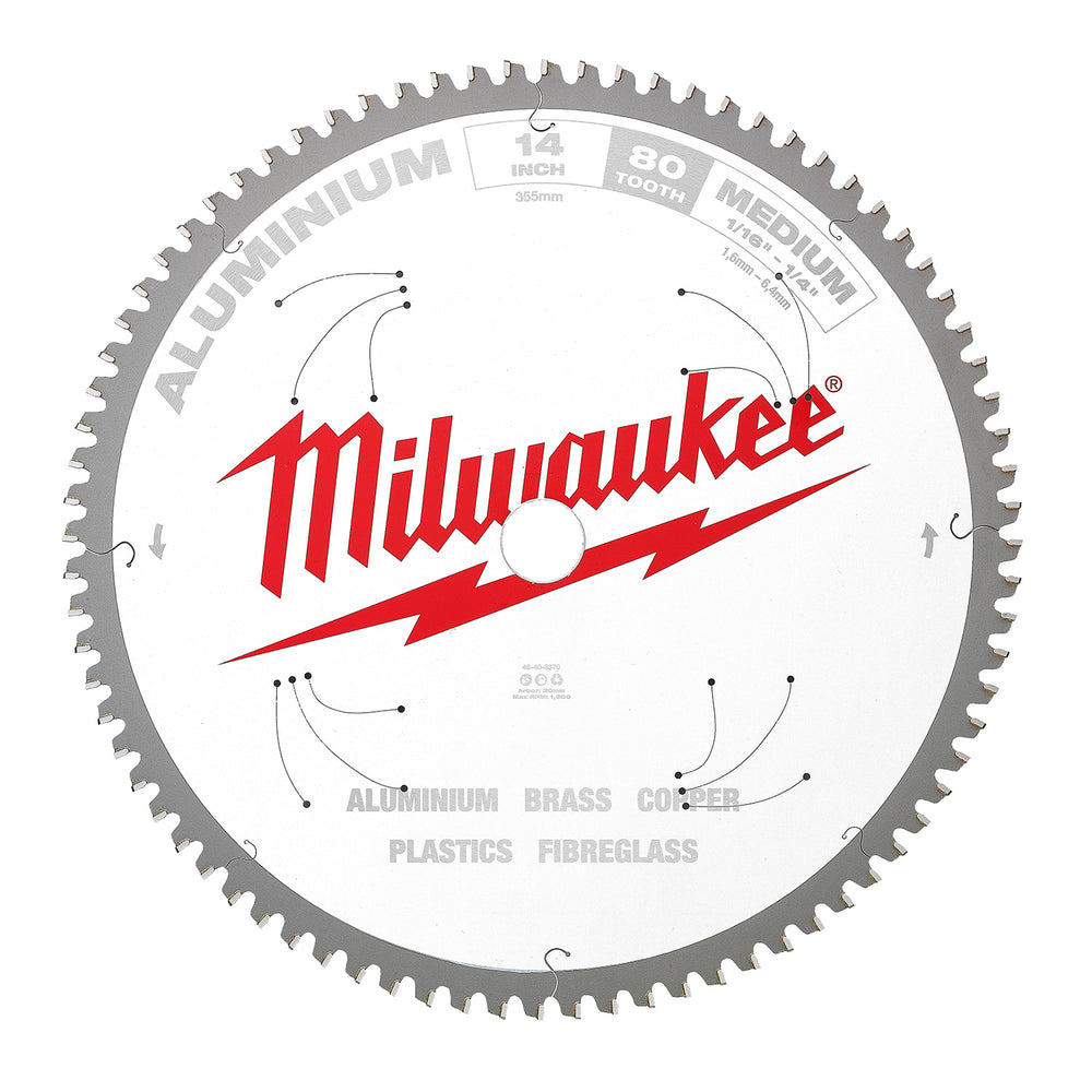 Milwaukee 355mm (14") 80T Aluminium Circular Saw Blade 48408370