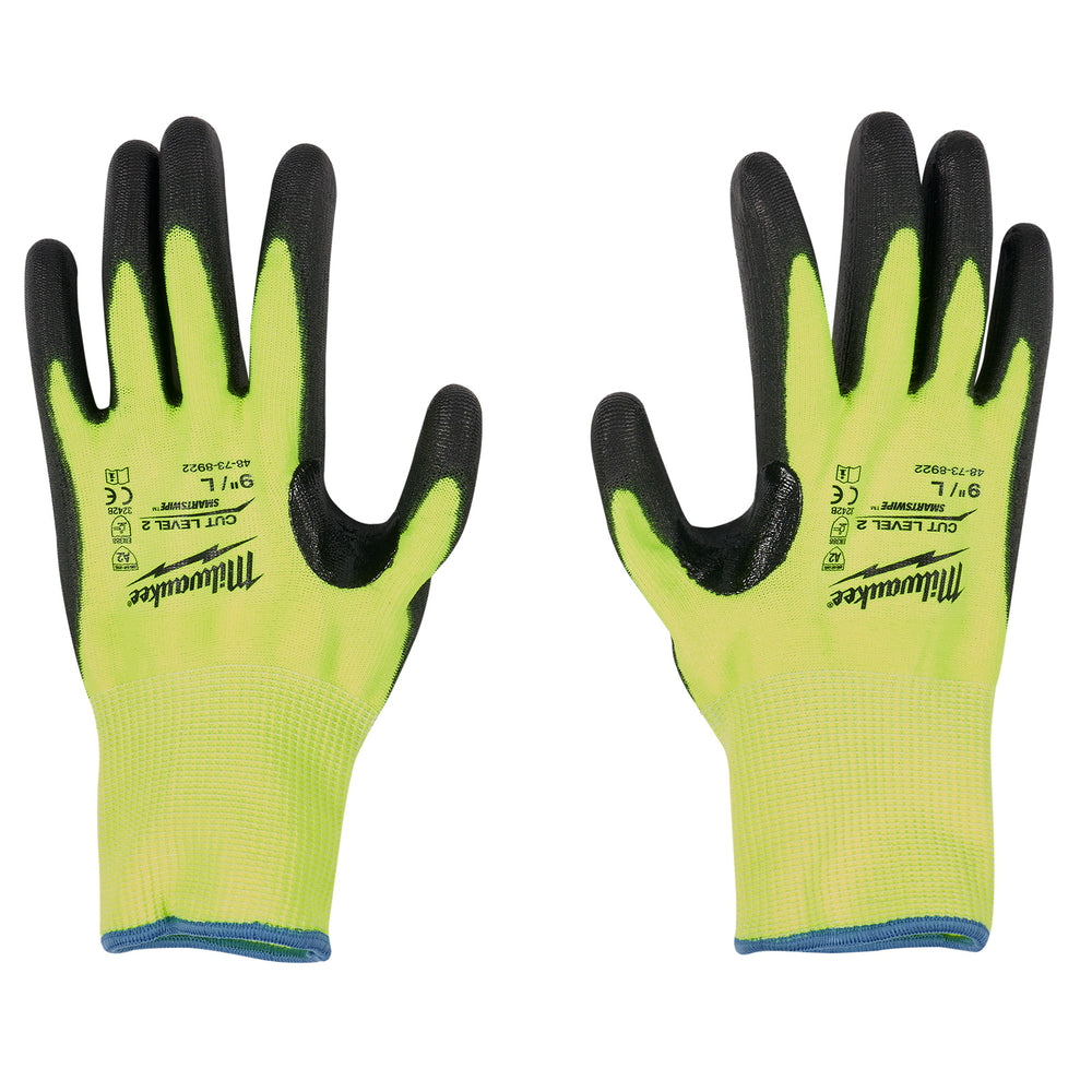 Milwaukee Large High Visibility Cut Level 2 Polyurethane Dipped Gloves 48738922