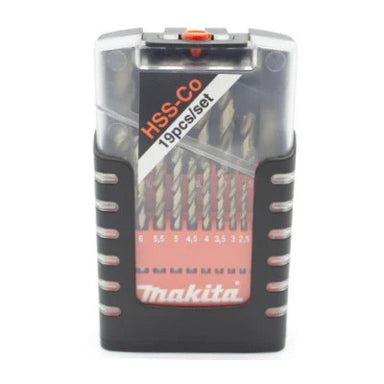 MAKITA HSS COBALT METAL DRILL BIT SET - 1-10mm METRIC (19PC) - PERFORMANCE D-50762
