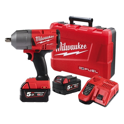 Milwaukee 18V Fuel 1/2" High Torque Brushless Impact Wrench with Pin Detent 5.0Ah Set M18FHIWP12-502