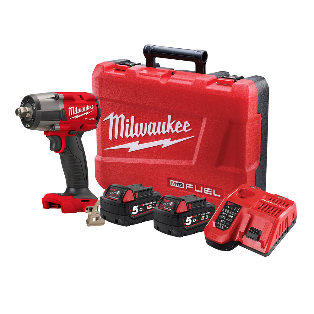 Milwaukee 18V Fuel Brushless 1/2" Mid-Torque Impact Wrench with Friction Ring 5.0ah Set M18FMTIW2F12