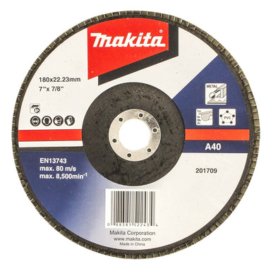 MAKITA 180mm ECONOMY FLAP DISC 40# ALUMINIUM OXIDE D-63513