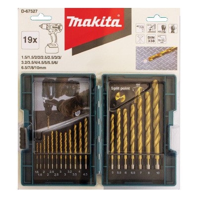 Makita Hss-Tin Metal Drill Bit Set 1.5 - 10mm (19Pc) D-67527