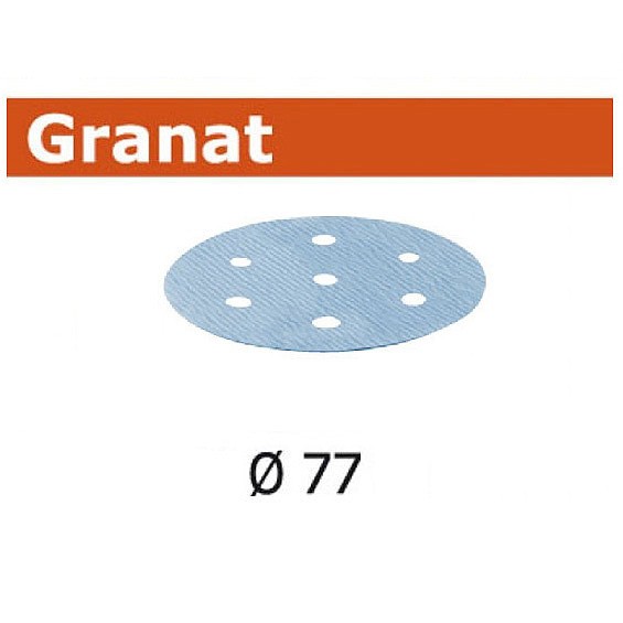 Festool 50Pk Granat Abrasive Disc 77mm 6 Hole P120 STF D77 6 P 120 GR 50