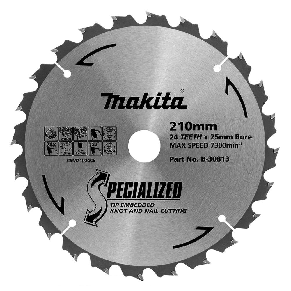 MAKITA KNOT & NAIL TCT SAW BLADE 210mm x 25/16mm x 24T  B-30813