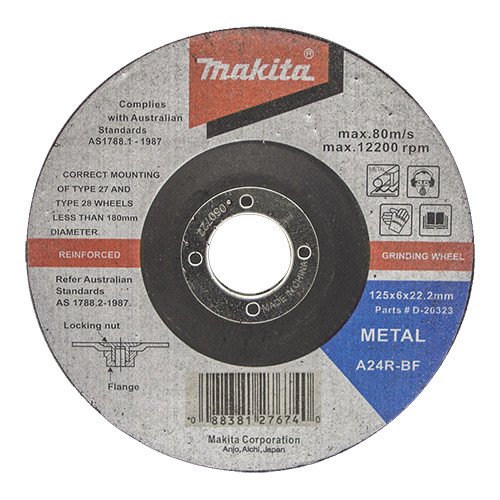 MAKITA 115mm x 6mm x 22.23mm D/C METAL GRINDING DISC A24R - (5PK) D-20317-5