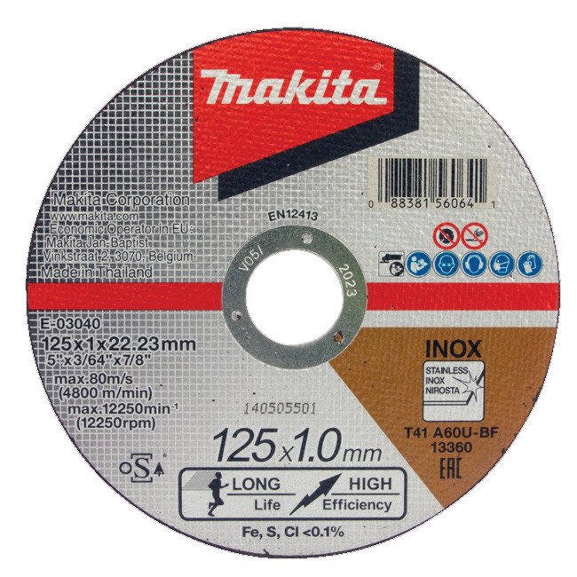 Makita Elite 125 x 1 x 22.23 Inox Cut Disc 25pk E-03040-25