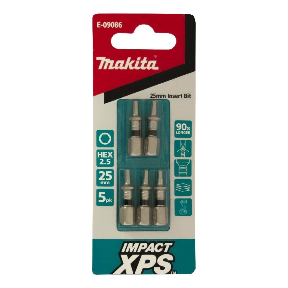 Makita HEX2.5 x 25mm Impact XPS Insert Bit (5pk) E-09086