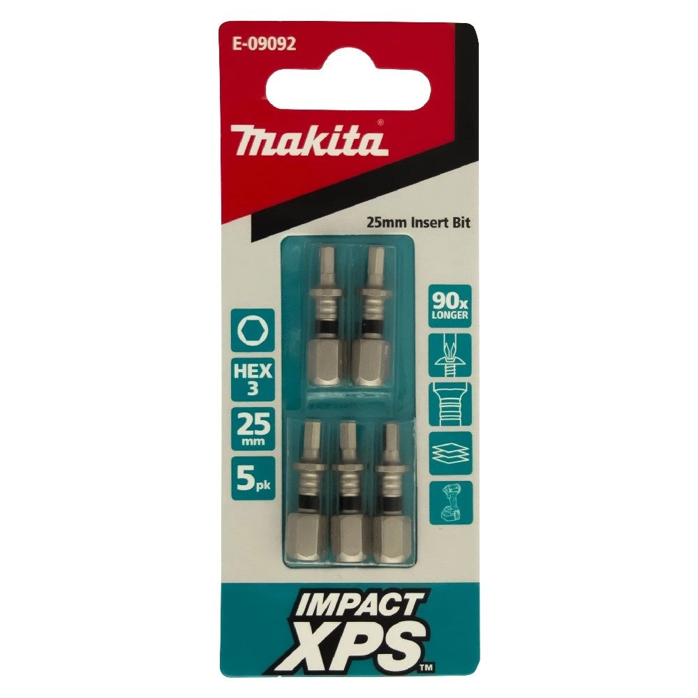 Makita HEX3 x 25mm Impact XPS Insert Bit (5pk) E-09092