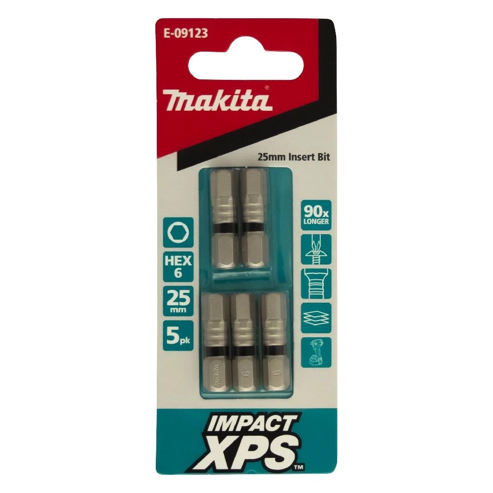 Makita HEX6 x 25mm Impact XPS Insert Bit (5pk) E-09123