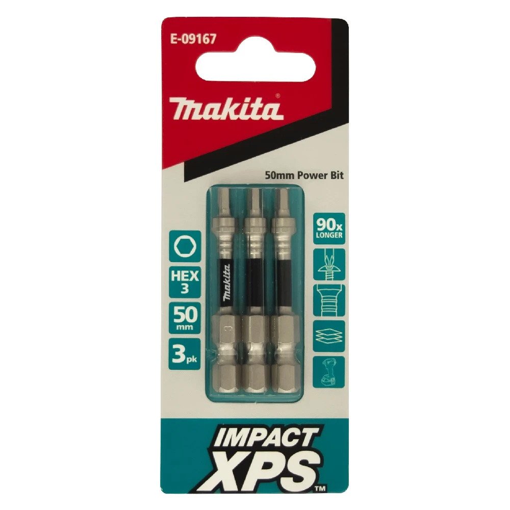Makita HEX3 x 50mm Impact XPS Power Bit (3pk) E-09167