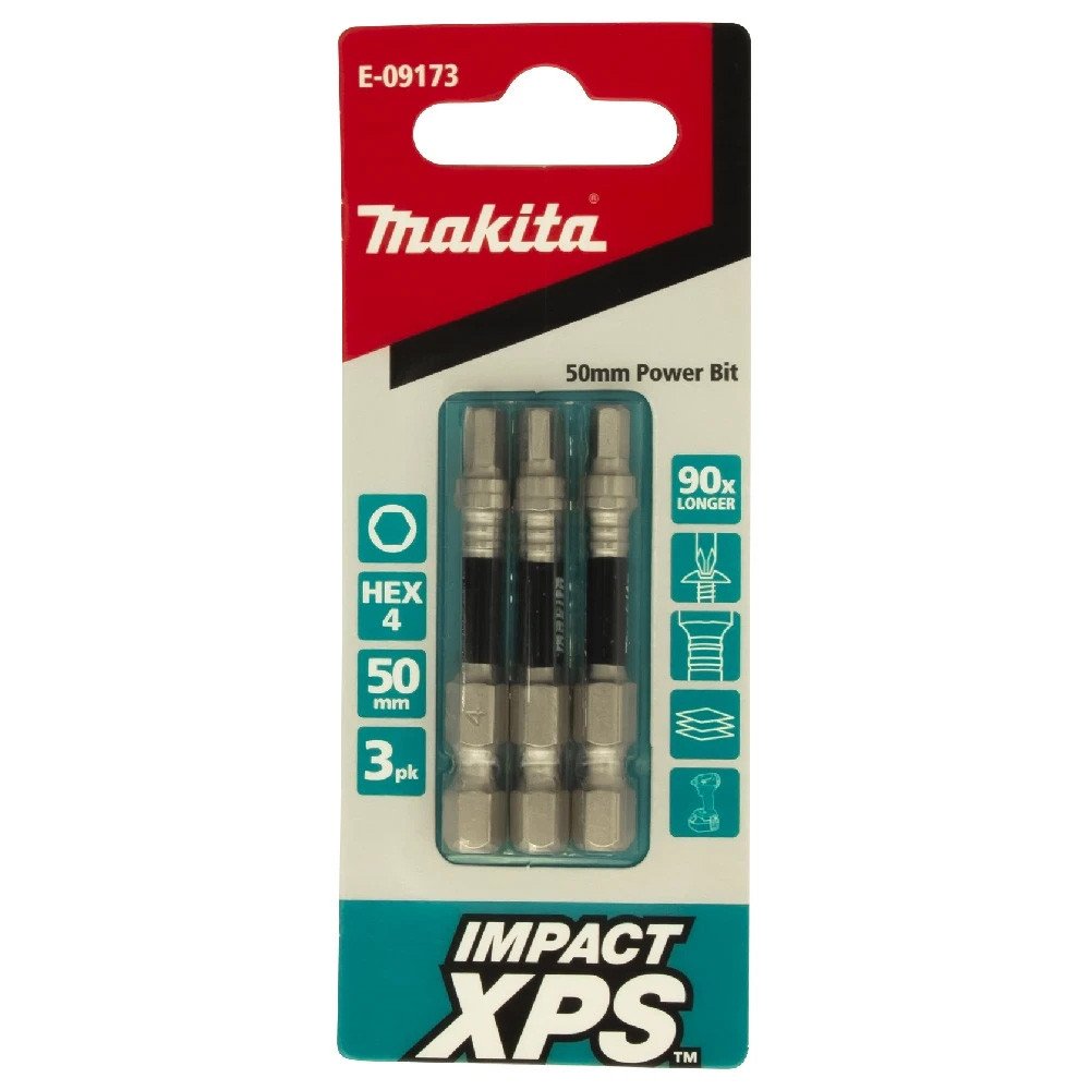 Makita HEX4 x 50mm Impact XPS Power Bit (3pk) E-09173